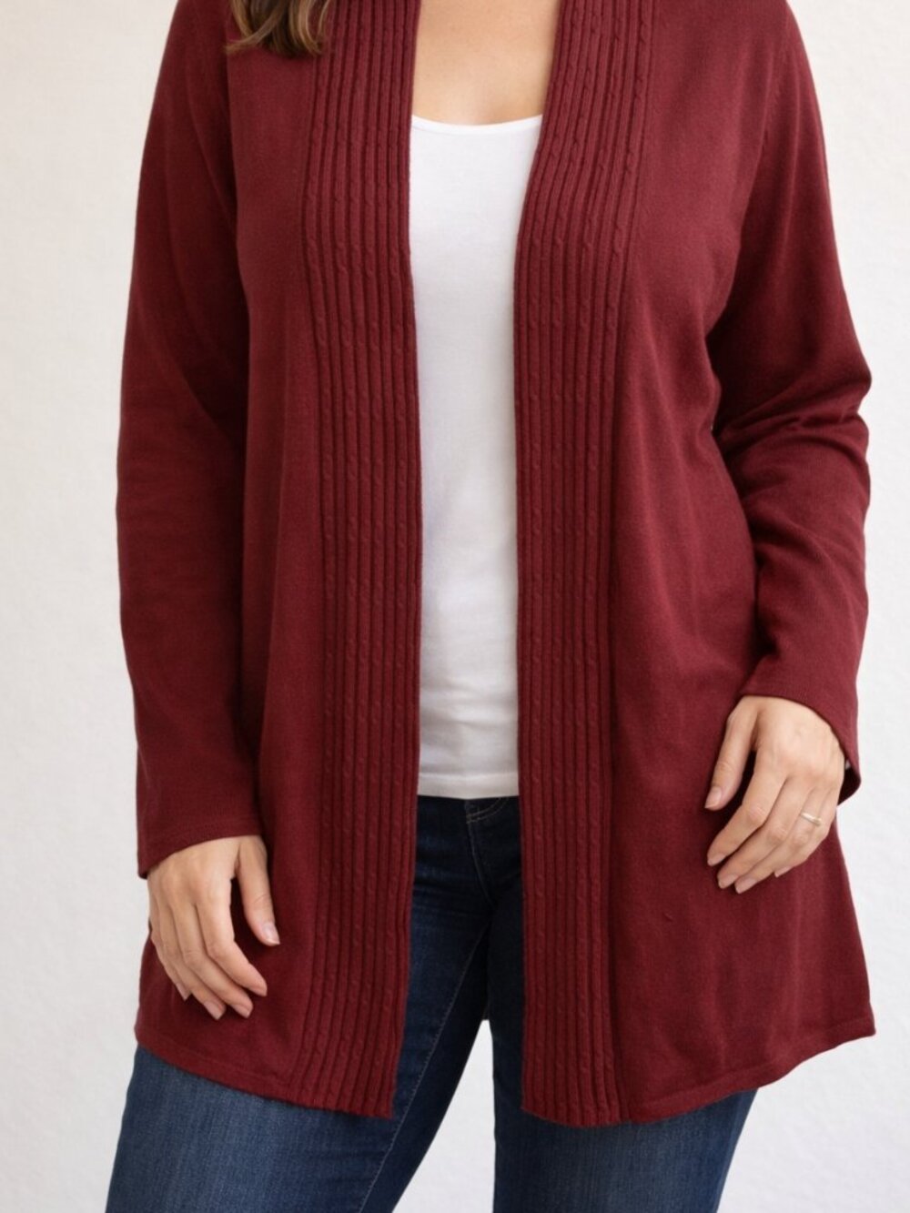 Liz Cliaborne Open Front Cardigan Xl In Wine